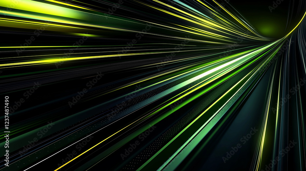 Aufkleber green and yellow lines converging into the distance creating a tunnel effect