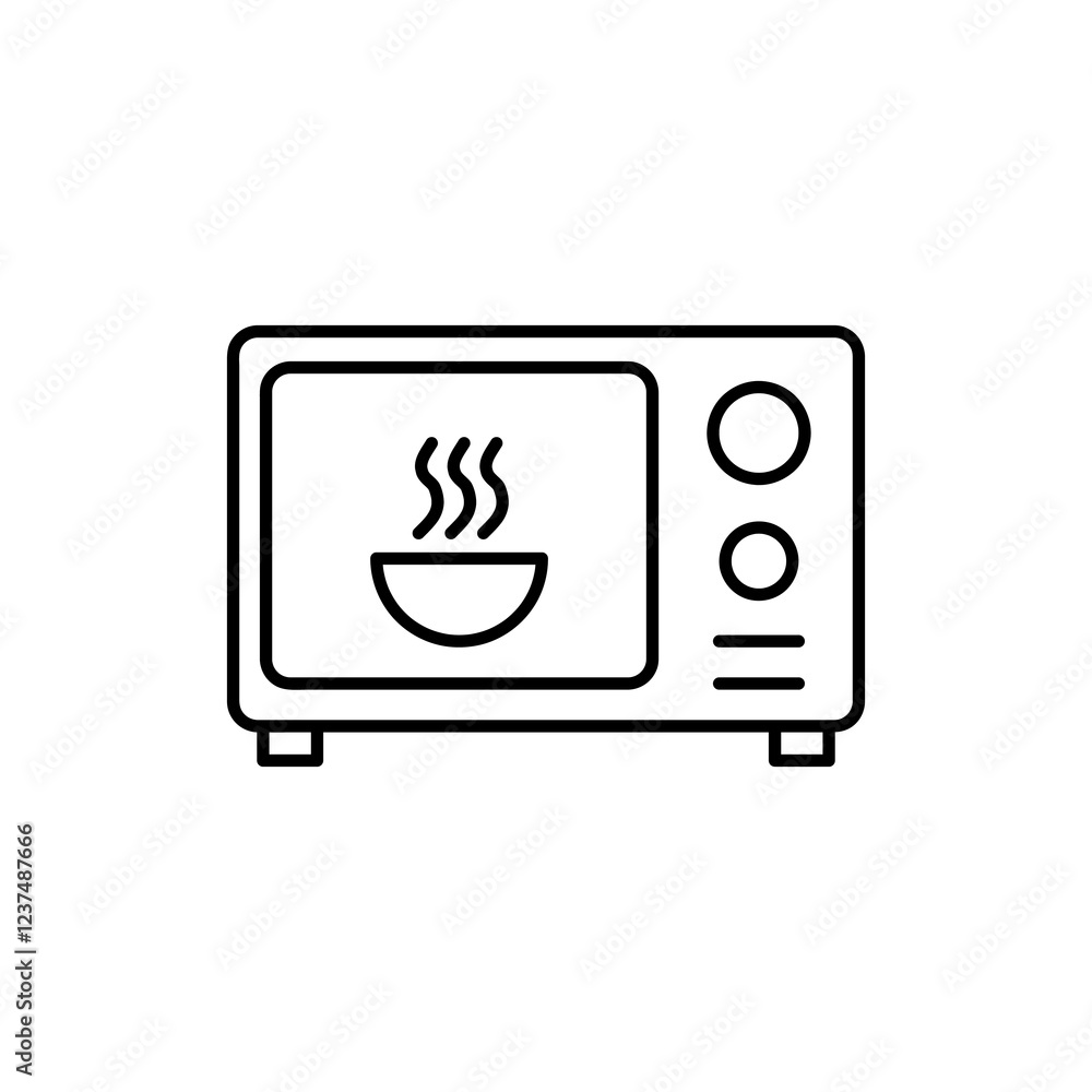 Poster microwave icon, vector flat black simple linear illustration for web and app..eps