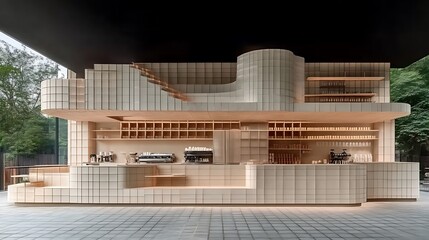 Modern Coffee Shop Interior Design With Unique Architecture