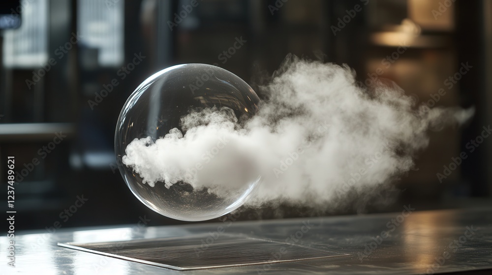 Poster particle movement in the process of diffusion of a gas in air.