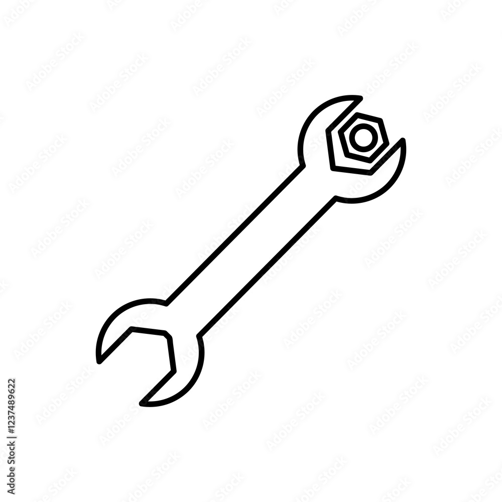Poster wrench, nuts icon. vector flat black simple linear illustration for web and app..eps