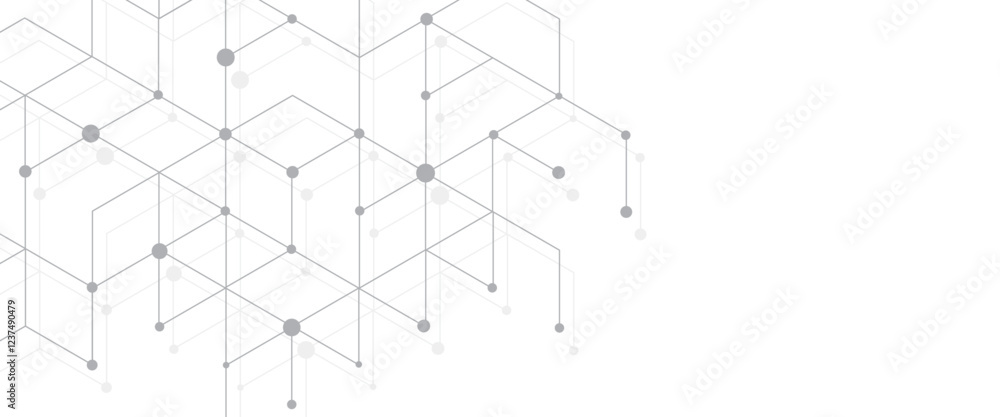 Fototapete vector abstract background the dots and lines geometric graphic hexagons pattern with simple hexagon