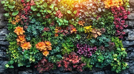 Vibrant Vertical Garden: A Tapestry of Color and Life