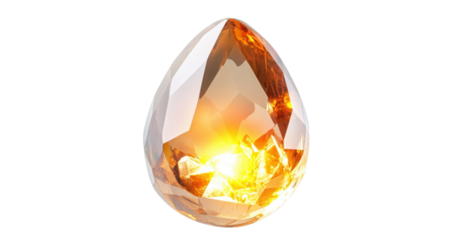 Shining topaz gemstone with transparent background illuminating beauty and luxury
