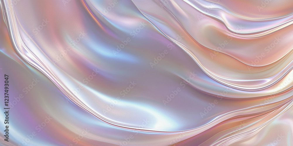 Leinwandbilder pearlescent holographic flowing fabric creating abstract waves
