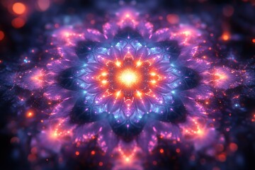 Fototapeta premium Vibrant fractal flower design with glowing colors and depth