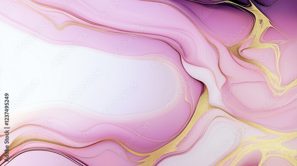 Aufkleber pink and gold abstract fluid art painting background creating stunning visuals
