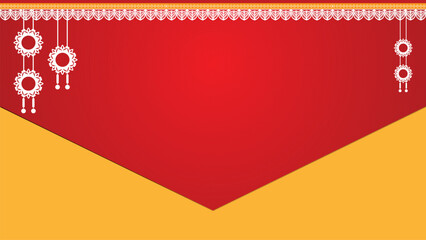Design an abstract background featuring a solid red and yellow color scheme with an intricate Mandala pattern, evoking vibrancy and cultural elegance.