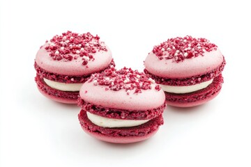Three Pink Macarons with Sprinkles Delightful Treats