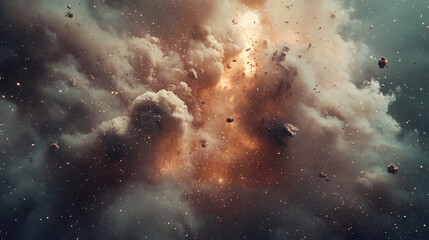 Obraz premium cosmic dust and nebula space cloud background with orange and blue hues