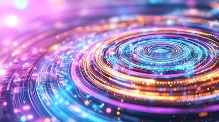 abstract tech circular light background - futuristic technology