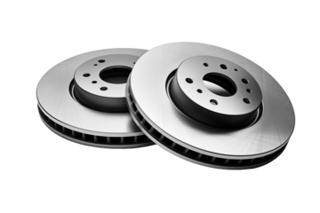 3D render of a car material with two brake rotors, isolated on transparent background