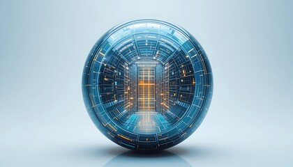 Obraz premium Futuristic Sphere Enclosing Digital Technological Corridor