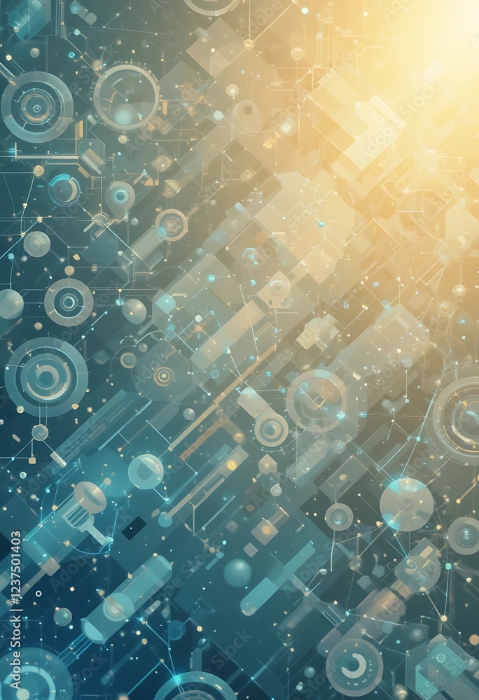 Poster abstract technological network design with geometric shapes