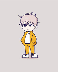 Chill Boy in a Yellow Outfit Illustration