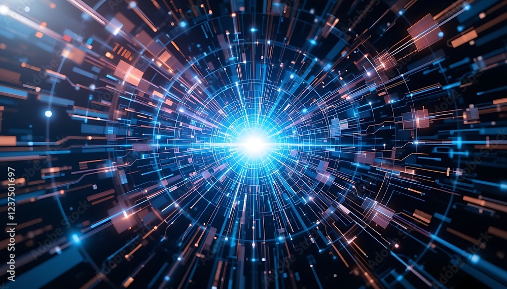 Aufkleber abstract digital technology tunnel representing data flow