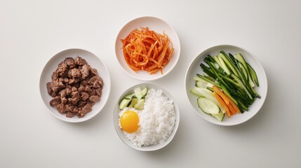 Colorful Asian Inspired Meal with Rice, Vegetables, and Beef