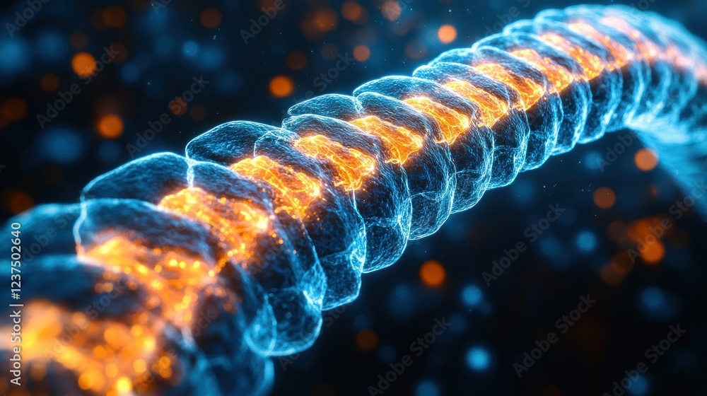 Poster illuminated cellular structure: a microscopic view of dna's glowing core