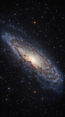 Obraz premium spiral galaxy in outer space with stars and nebula in deep blue and white tones