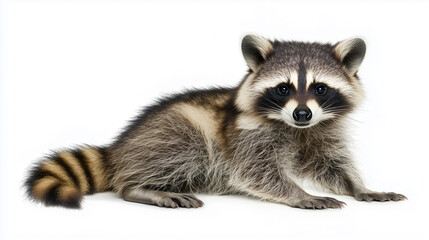 Raccoon isolated on white background.