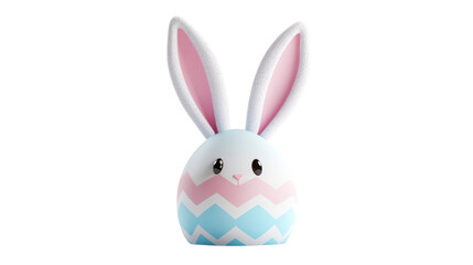 Obraz premium Cute easter bunny character with egg-shaped body and transparent background