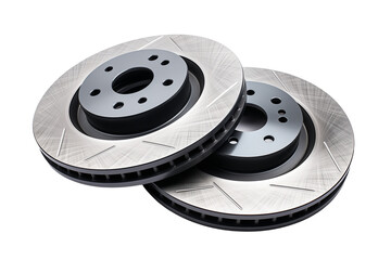 3D render of a car material with two brake rotors, isolated on transparent background