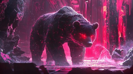 Cybernetic Bear in Neon City