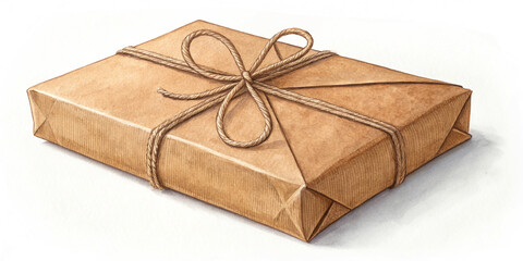 A Brown Paper-Wrapped Package Gift Isolated for Festive Presentation