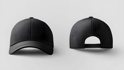 Black Baseball Cap Display Showing Front And Back Views