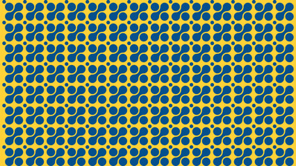 Design an abstract background with a geometric circular pattern in royal blue and yellow, creating a bold and dynamic visual composition.