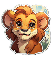 A Vibrant Colorful Cartoon Style Cute Baby Lion With smiley Face Oil Painting