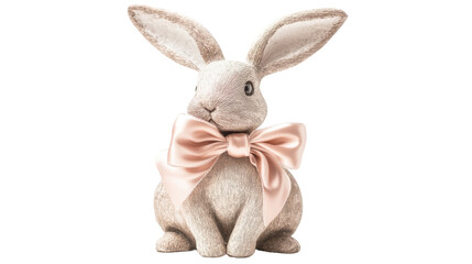 Obraz premium Adorable easter bunny wearing a pink bow tie on transparent background