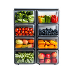 Customizable Refrigerator Organizers with Fruits and Vegetables Isolated on Transparent Background