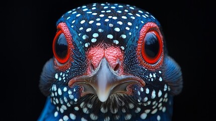 Fototapeta premium Close-up of a speckled, red-eyed bird. Wildlife photography for nature magazines