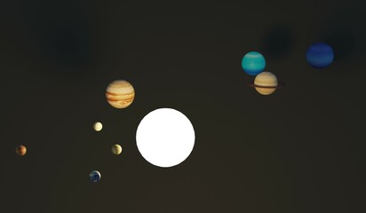 Solar System Orbit Planets 3D Illustration