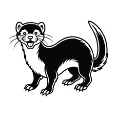 Ferret, Ferret vector, Cute ferret, Ferret vector graphics, Black and white ferret, Ferret vector illustration
