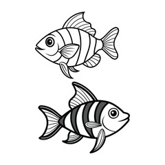 Fish, black and white fish, fish vector, minimalist fish, fish outline vector illustration