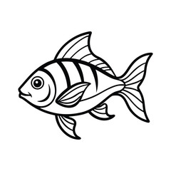 Fish, black and white fish, fish vector, minimalist fish, fish outline vector illustration