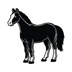 Horse, Majestic horse,  Black and white horse, Horse vector, black horse, horse illustration