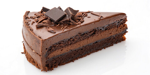 Rich Chocolate Cake Slice Isolated for a Luxurious Dessert Experience
