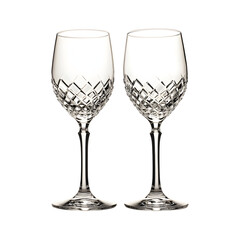 Elegant Wine Glasses with Diamond Cut Details Isolated on Transparent Background