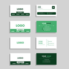 4 Unique Concept Green Dark Green Combination Four Horizontal Business Card Design. Visiting Card With Presentation.