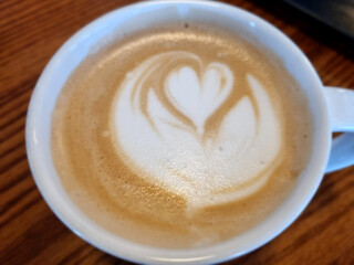 
This is latte art in a coffee cup.