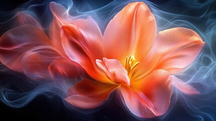 Obraz premium Enigmatic Bloom: A Dreamlike Tulip in Smoky Embrace