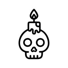 Skull Candle Occult Ritual Line Art