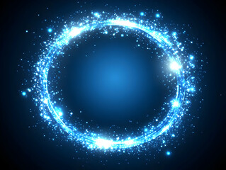 Glowing blue circle light effect, dark background
