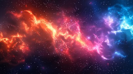 Fototapeta premium Cosmic Nebula Red and Blue Gas Clouds in Space