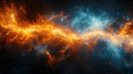 Fototapeta premium Cosmic Nebula Fiery and icy gases collide in space, background stars. Use Sci-fi, fantasy