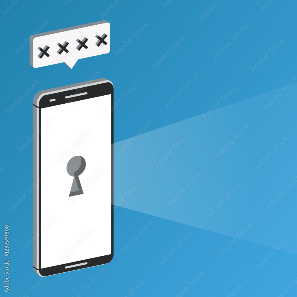 Poster vector design of smartphone with security and password