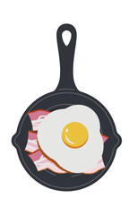 ベーコンエッグ／スキレット料理／ベクターイラスト